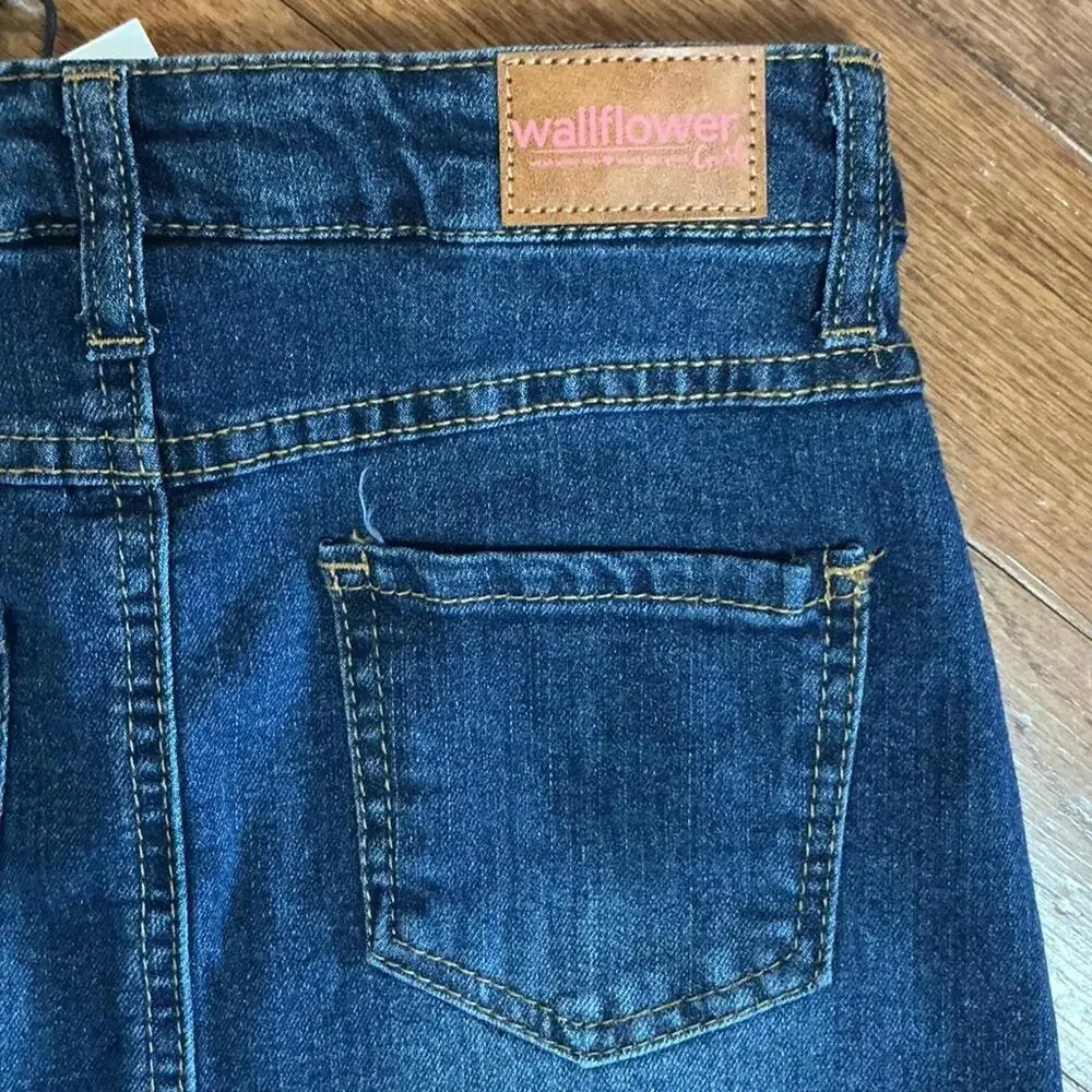 Wallflower Girl  Dark Blue Denim Maxi Skirt Distressed Size 8 NWT - Picture 6 of 8